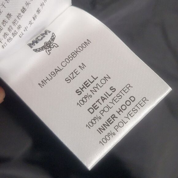 MCM Men's Flo Black Nylon Rubber Logo Parka Windbreaker Jacket Oversized Medium - Picture 10 of 14